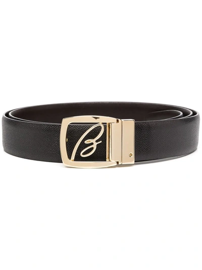 Brioni Logo Belt In Black