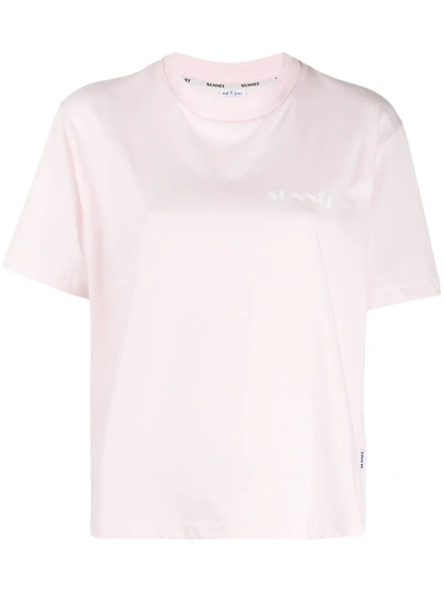 Sunnei Logo Crew-neck T-shirt In Pink