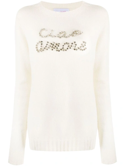 Giada Benincasa Crystal Embellished Knit Jumper In White