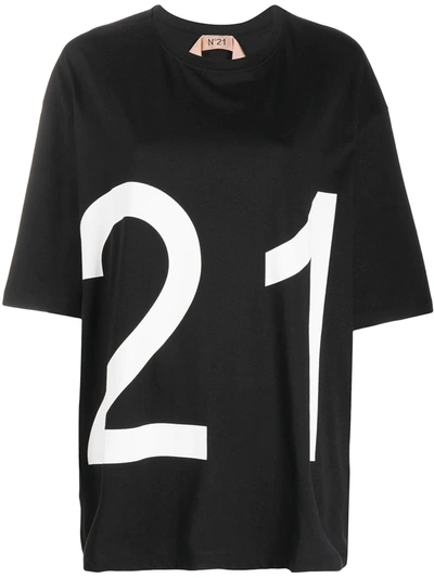 N°21 Oversized Logo-print T-shirt In Black