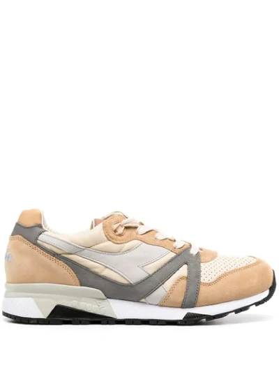 Diadora Panelled Colour Block Trainers In Brown