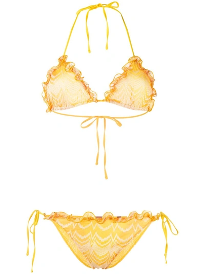 Missoni Zigzag Ruffle Bikini In Yellow