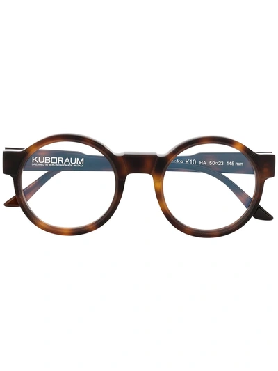 Kuboraum Round-frame Tortoiseshell Glasses In Brown