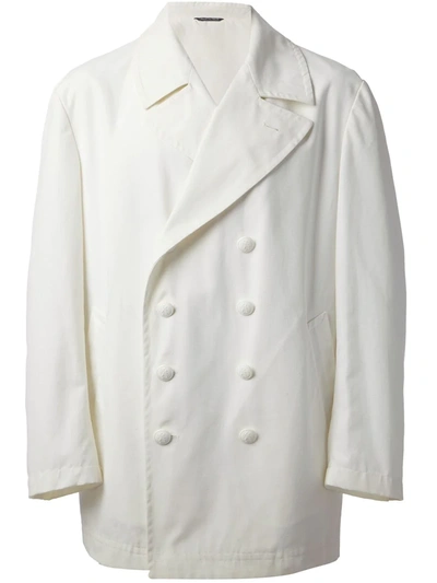 Moschino Double Breasted Peacoat In White