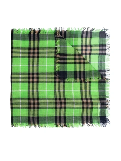 Burberry Checked Scarf In Green