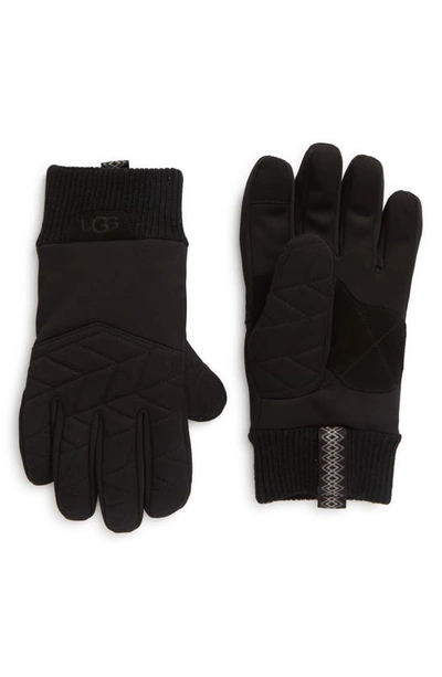 Ugg Faux Fur Lined Quilted Gloves In Black
