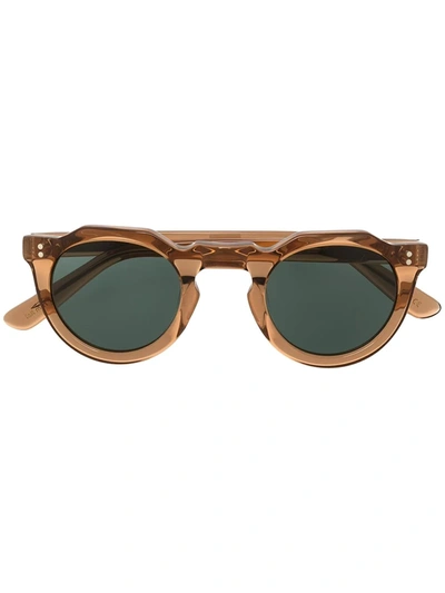Lesca Round Frame Sunglasses In Braun