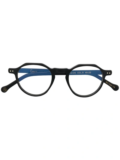 Lesca Icon Round Frame Glasses In Schwarz