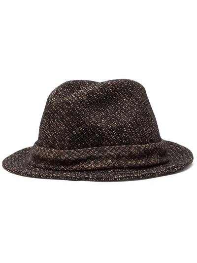 Dolce & Gabbana Tweed Fedora Hat In Brown