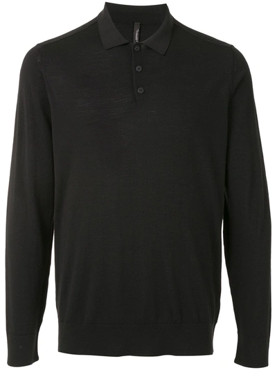 Transit Long-sleeve Wool Polo Shirt In Black