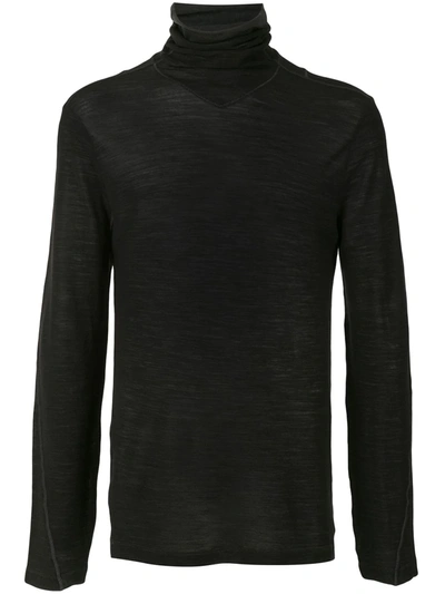 Transit Semi-sheer Roll Neck Long-sleeve T-shirt In Black