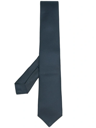 Kiton Ribbed Pointed Tie In Blue