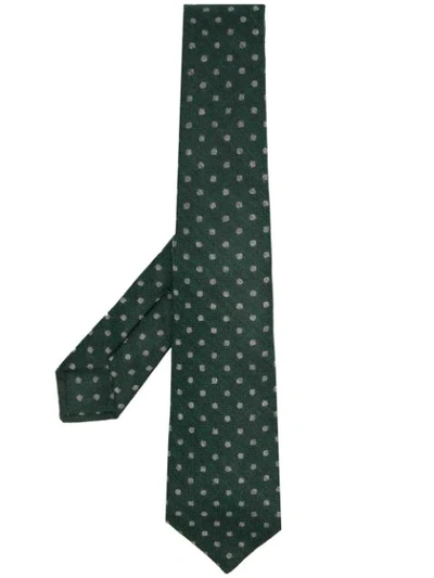Kiton Knitted Polka-dot Tie In Green
