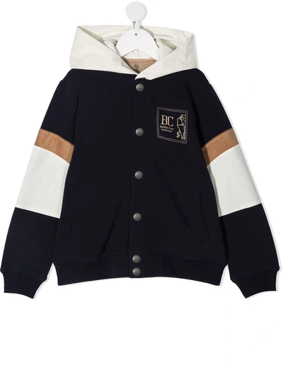 Brunello Cucinelli Kids' Colour-block Bomber Jacket In Blue