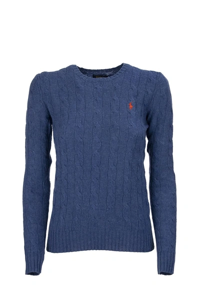 Ralph Lauren Cable Knit Wool And Cashmere Sweater In Bluette