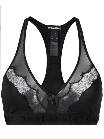 Dsquared2 Logo Band Racerback Bra In Black