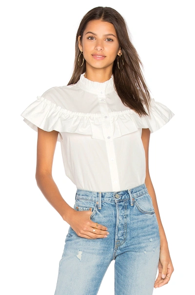 Blaque Label Ruffle Poplin Button Up In White