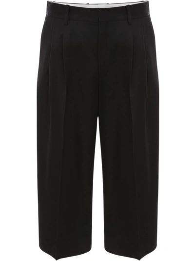 Jw Anderson Cropped Cotton Trousers In Black