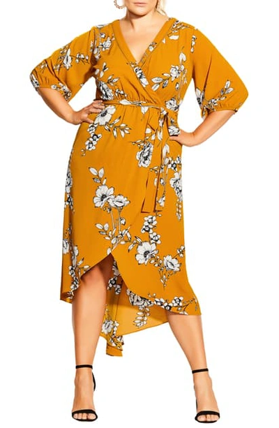 City Chic Serene Floral Wrap Front Dress