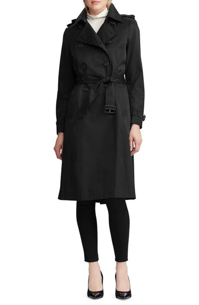 Ralph Lauren Double Breasted Trench Coat In Black