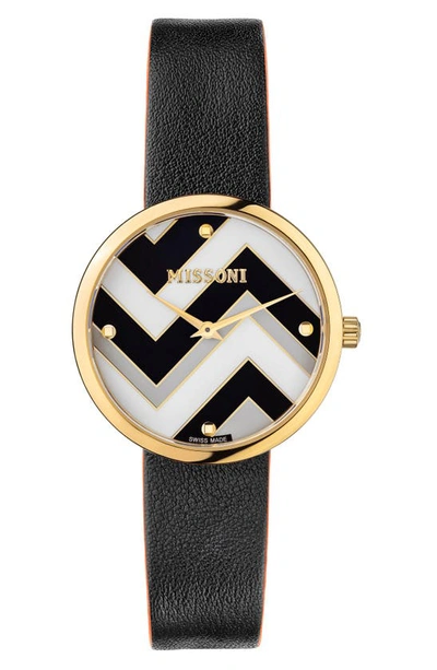 Missoni Women's M1 34mm Stainless Steel & Leather-strap Watch In Black