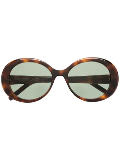 Saint Laurent Round Frame Sunglasses In Brown