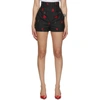 Versace Rose Embroidered Shorts In Wht/blk