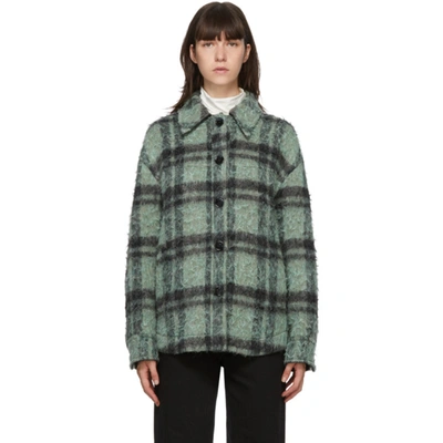Acne Studios Green And Black Wool Check Jacket In Green/black
