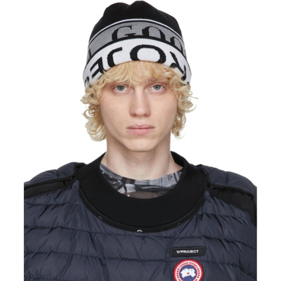 Y/project Reversible Black & White Canada Goose Edition Wool Beanie In Black/white