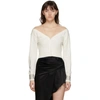 Alexander Wang Off-white Crystal Cuff Cropped Cardigan In Soft White