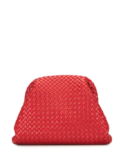 Bottega Veneta Interwoven-design Clutch Bag In Red