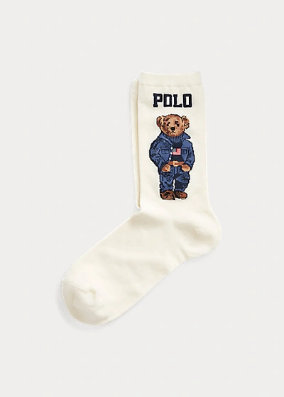Polo Ralph Lauren Polo Bear Crew Socks In Ivory