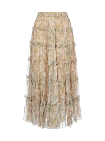 Zimmermann Lucky Ruffled Skirt In Multi