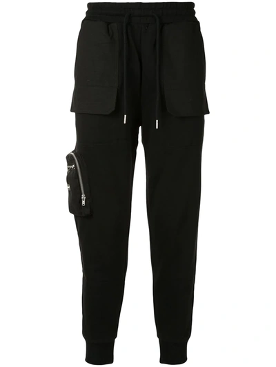 Five Cm Cargo Cotton Track Trousers In Black