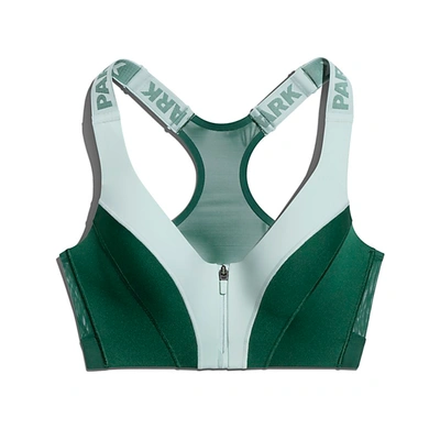 Pre-owned Adidas Originals Adidas Ivy Park Medium Support Zip Bra (plus Size) Green Tint/dark Green