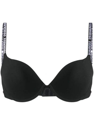 Dsquared2 Padded Logo Bra In Black