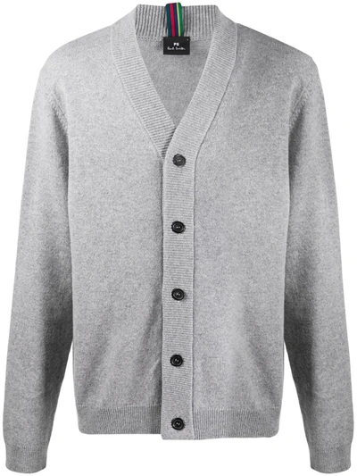 Ps By Paul Smith V-neck Merino Cardigan In Grey