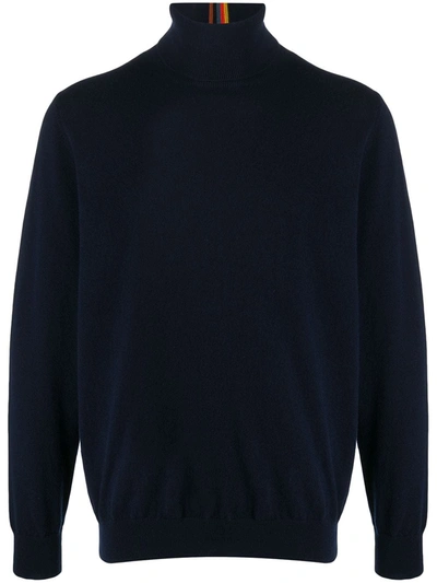 Paul Smith Roll-neck Cashmere Jumper In Blue