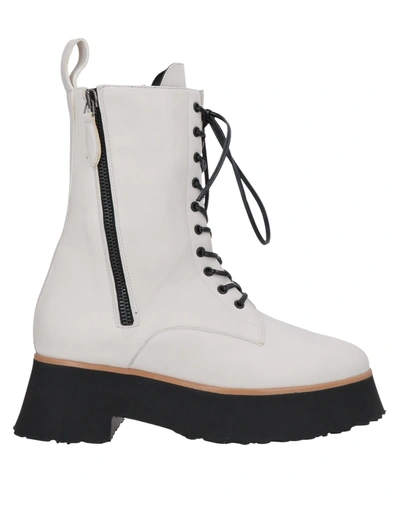 Aldo Castagna Crystal Ankle Boots In Nappa Leather In Off-white