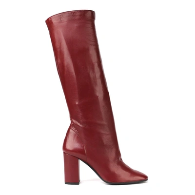 Aldo Castagna Carolina Smooth Leather Boots In Red