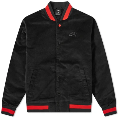 Nike Sb Corduroy Bomber Jacket In Black