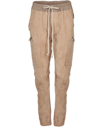 Rick Owens Women's Stretch Suede Cargo Joggers In Dirt