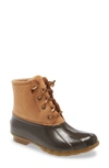 Sperry Saltwater Rain Boot In Tan Starlight Leather
