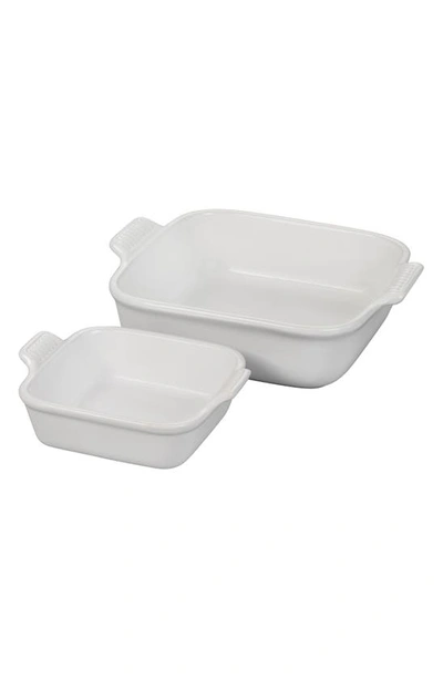 Le Creuset Heritage Square Set Of 2 Baking Dishes In White