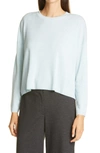 Eileen Fisher Crewneck Wool Box Top In Clwtr