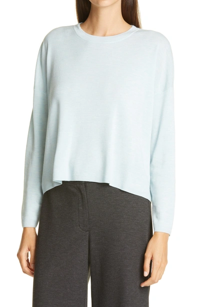 Eileen Fisher Crewneck Wool Box Top In Clwtr