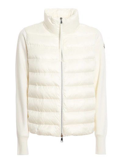 Moncler Tricot Sleeves Padded Cardigan In White