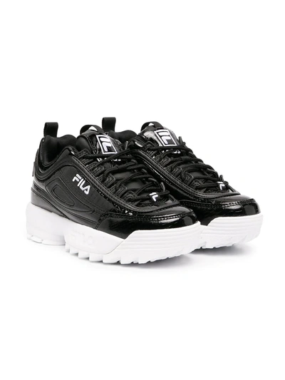 Fila Kids' Embroidered Logo Rubber Sneakers In Black