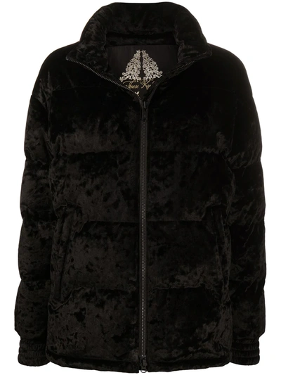 Moose Knuckles Velvet Puffer Jacket In Black