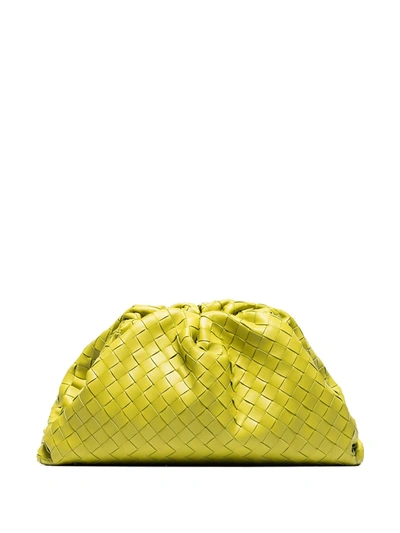 Bottega Veneta The Pouch Large Gathered Intrecciato Leather Clutch In Green